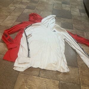 Boys Adidas long sleeve shirts - two shirts - with hood - LG (14/16)